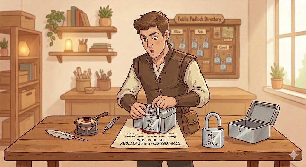 Bob Locks the Box with Alice's Padlock